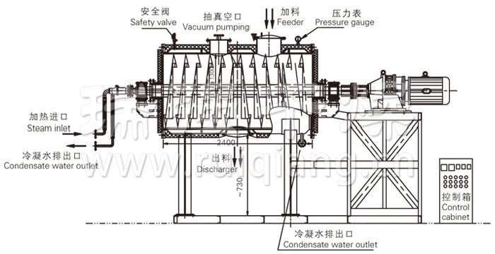 真空耙式干燥機結(jié)構(gòu)示意圖